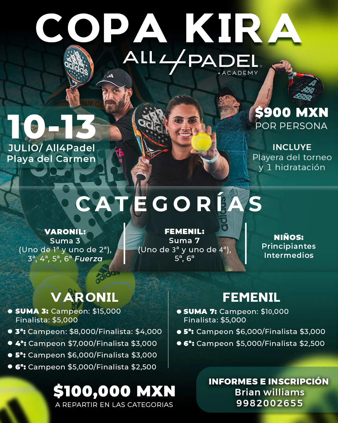 Cartel del torneo de pádel Copa Kira