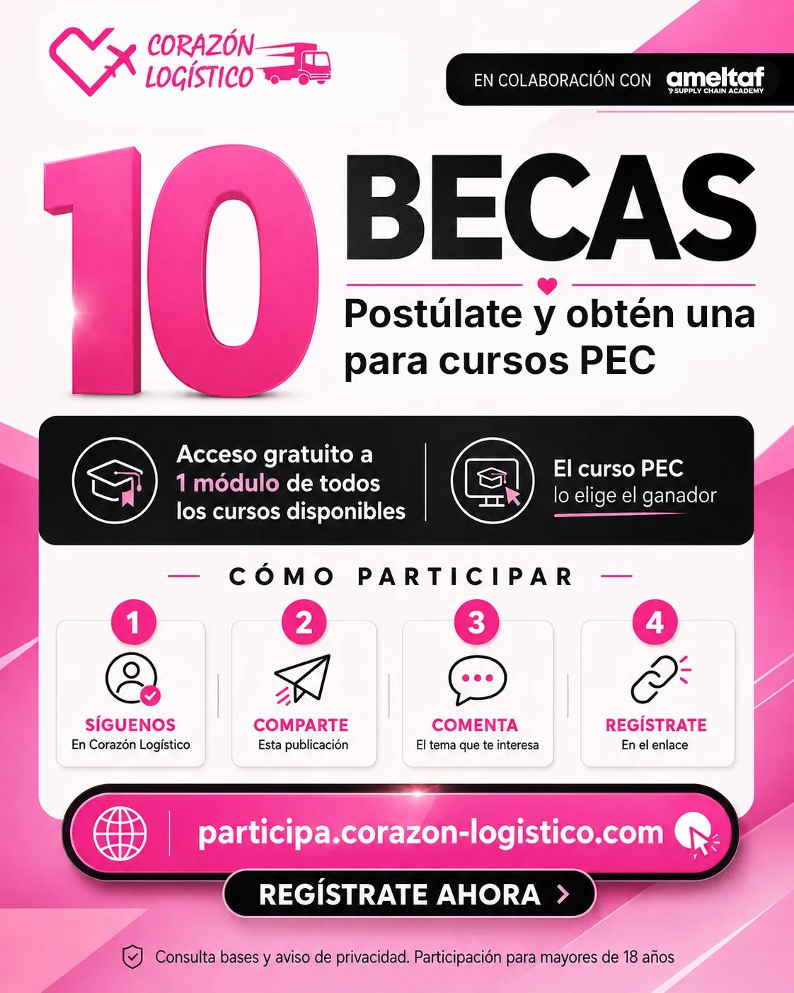 Publicación de la campaña 10 Becas de Corazón Logístico