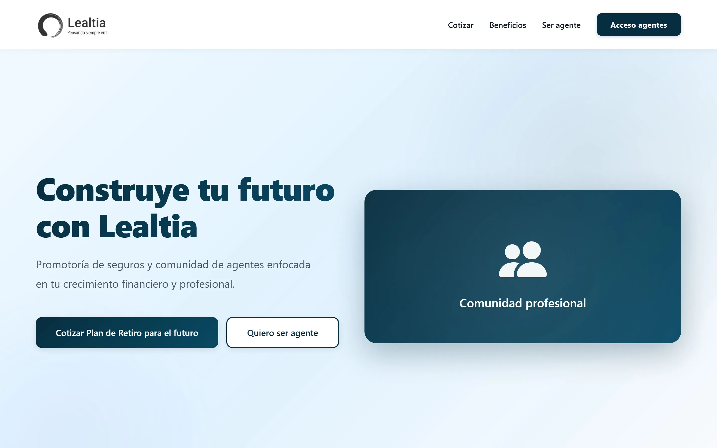 Portada del sitio de Lealtia